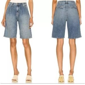 Nili Lotan Julie Pleated Denim Shorts Jorts